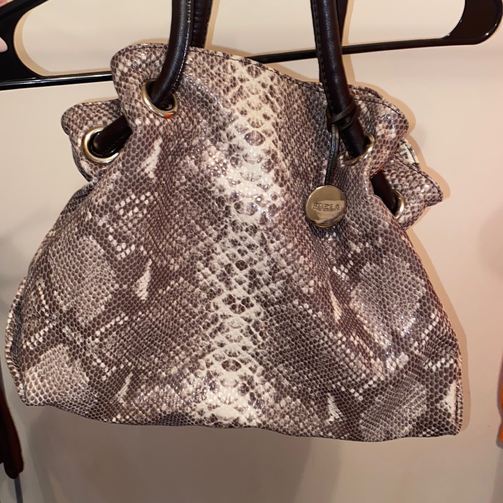 Vintage Furla python leather handbag